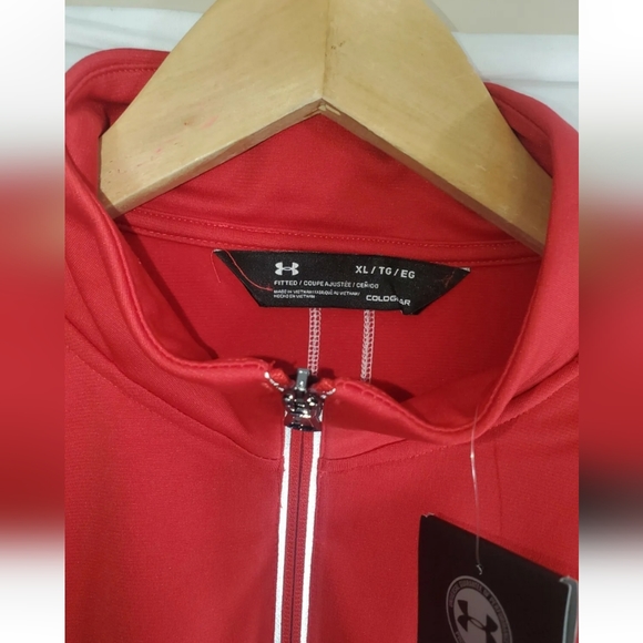New Under Armour Men's XL Red Qualifier 1/4 Zip Pullover Long Sleeve ColdGear - Picture 5 of 5